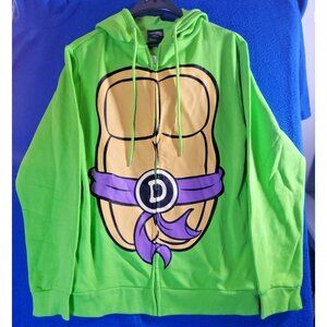 Teenage Mutant Ninja Turtles Donatello Zip Up Hoodie Green Men's Size Small NEW